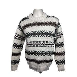 Vintage St. Michael UK Pure Wool Fair Isle Fisherman Pullover Sweater Mens Small